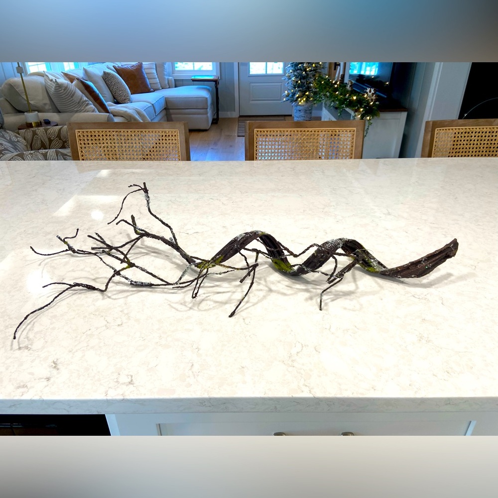 Snowy Mossy Twig Branch, Winter Christmas Floral Stem Set of 10